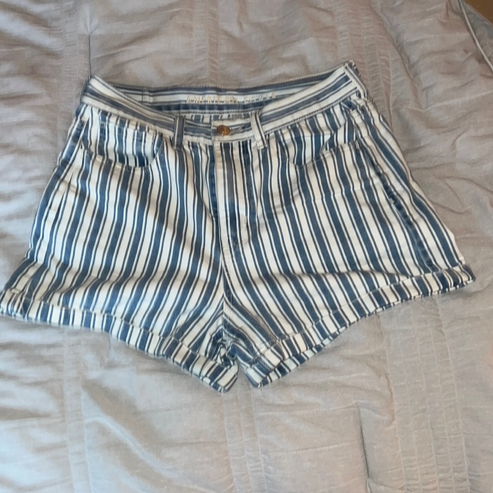 American Eagle striped boyfriend high rise shorts